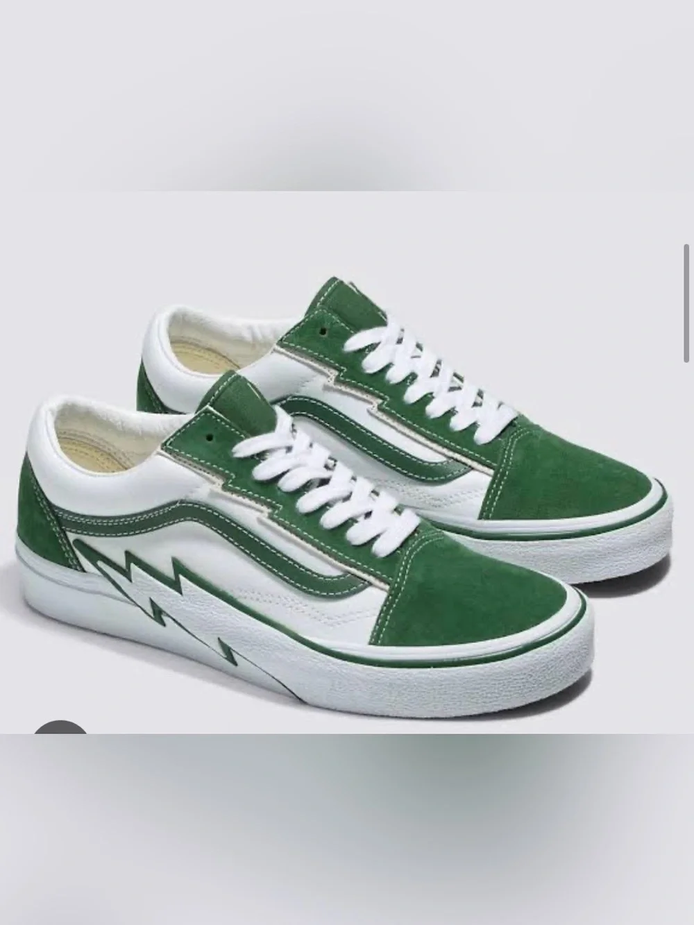 Vans Green and White Lightning Bolt Low-Top Skate Shoes